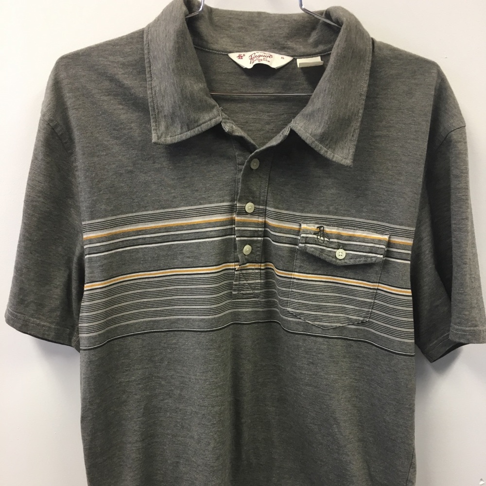 Original Penguin Grey Striped Polo Men’s L EUC